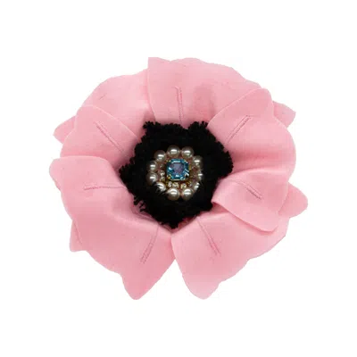 Rua & Rua Women's Blue / Pink Flower Brooch With Pearls And Crystals In Pink In Multi