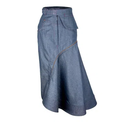 Rua & Rua Women's Blue / Pink / Purple High-waisted Asymmetrical Denim Skirt & Shorts Set In Blue/pink/purple