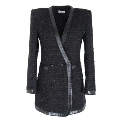 Rua & Rua Women's Bouclé Tweed & Leather Blazer Dress Black