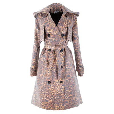 Rua & Rua Women's Brown Coated Cotton Leo Print Double-breasted Trenchcoat In Cognac
