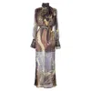 Rua & Rua Women's Brown Long Silk Cocktail Bow Dress Multicolour In Brown