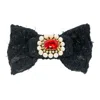Rua & Rua Women's Gold / Black / Red Black Bouclé Tweed Hair Clip With Pearls And Crystals In Black In Gold/black/red