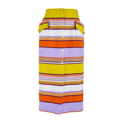 Rua & Rua Women's High-waisted Gabardine Pencil Skirt Multicolour In Orange/red