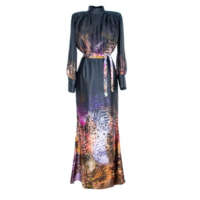Rua & Rua Women's Long Silk Cocktail Dress In Black