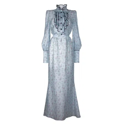 Rua & Rua Women's Long Silk Floral Cocktail Dress In Blue