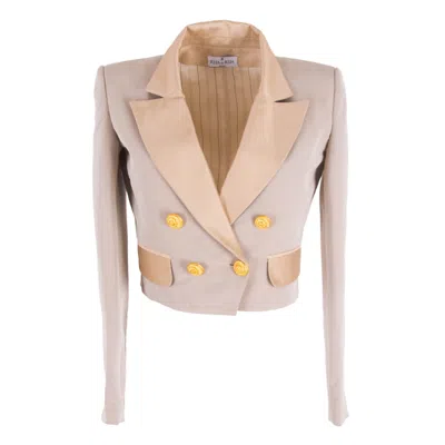 Rua & Rua Women's Neutrals Silk Short Double-breasted Jacket In Beige/gray/orange/red/yellow
