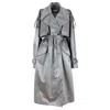 Rua & Rua Women's Oversized Coated Cotton Double-breasted Trenchcoat In Grey In Grey
