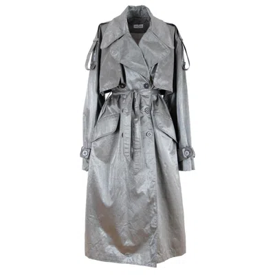Rua & Rua Women's Oversized Coated Cotton Double-breasted Trenchcoat In Grey