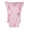 Rua & Rua Women's Pink / Purple / Black Polka Dot Draped Short Silk Wrap Dress In Pink/purple/black