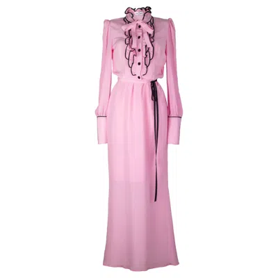 Rua & Rua Women's Pink / Purple / Black Ruffled Long Cocktail Dress In Pink In Pink/purple/black