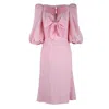 Rua & Rua Women's Pink / Purple Bustier Maxi Dress With Silk Bow In Rose In Pink/purple