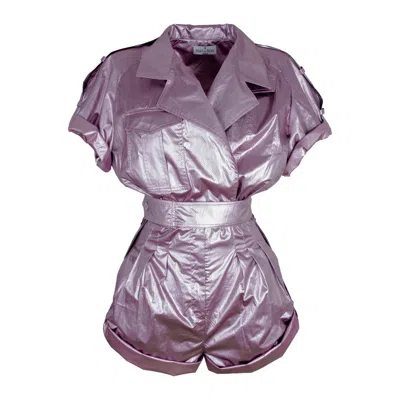 Rua & Rua Women's Pink / Purple Metallic Pink Short Jumpsuit Playsuit