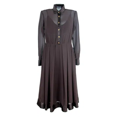 Rua & Rua Women's Pleated Silk Crepe Dress With Contrast Detailing In Brown