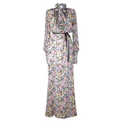 Rua & Rua Women's Ruffled Floral Long Cocktail Dress Multicolour