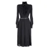 Rua & Rua Women's Ruffled Wool & Silk Midi Dress In Black In Black