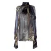 Rua & Rua Women's Sheer Silk Shirt Blouse With Bow Collar In Brown