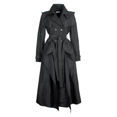 Rua & Rua Women's Silk Double-breasted Trench Coat In Black