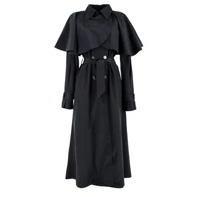 Rua & Rua Women's Silk Double-breasted Trenchcoat With Cape In Black