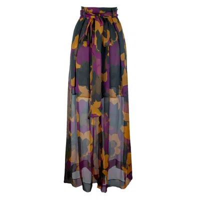 Rua & Rua Women's Silk High-waisted Wide-leg Palazzo Pants Multicolour