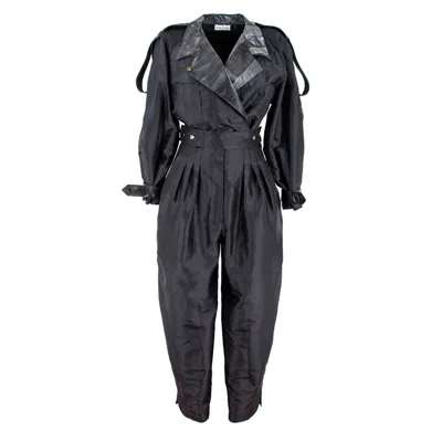 Rua & Rua Women's Taffeta Silk Loose Fit Jumpsuit Overall In Black