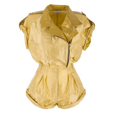 Rua & Rua Women's Taffeta Silk Loose Fit Playsuit Jumpsuit In Gold