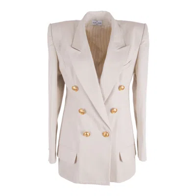 Rua & Rua Women's White Cotton Gabardine Double-breasted Jacket