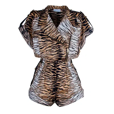 Rua & Rua Women's Wild Luxe Tiger Silk Playsuit Jumpsuit In Multi