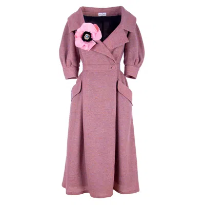 Rua & Rua Women's Wool Wrap Dress With Flower Decoration