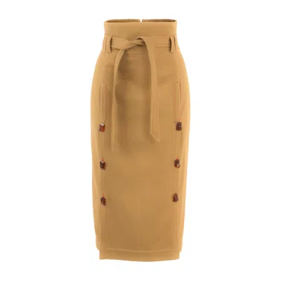 Rua & Rua Women's Yellow / Orange High-waisted Cotton Pencil Skirt In Brown