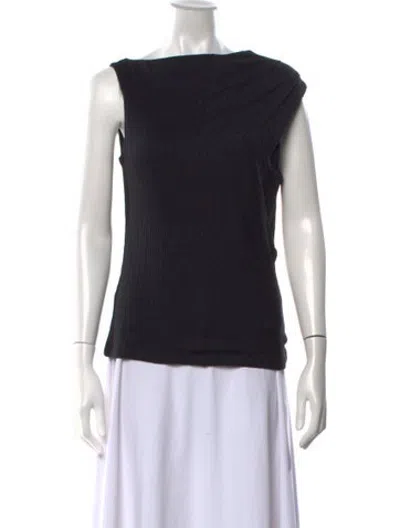 Pre-owned Rùadh Bateau Neckline Sleeveless Top In Black