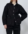 Rùadh The Constance Drawstring Denim Jacket In Black