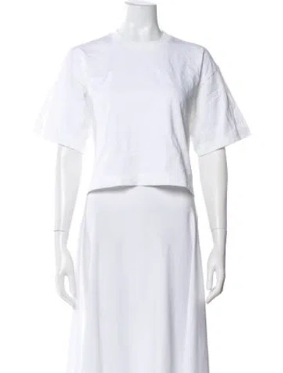 Pre-owned Rùadh Crew Neck Short Sleeve Crop Top In White
