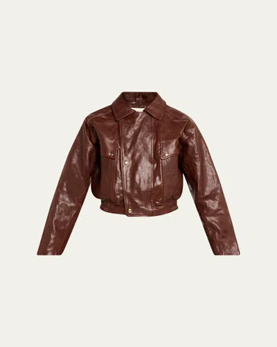 Rùadh The Haddow Cropped Leather Jacket In Brown