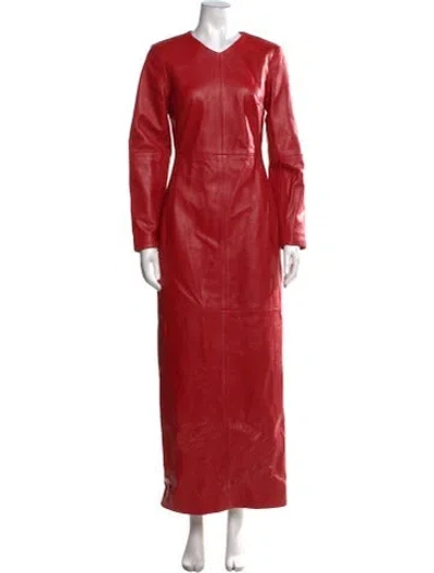 Pre-owned Rùadh Lambskin Long Dress In Red