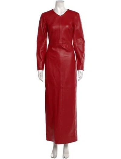 Pre-owned Rùadh Lambskin Long Dress W/ Tags In Red