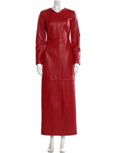 Pre-owned Rùadh Leather Long Dress In Red