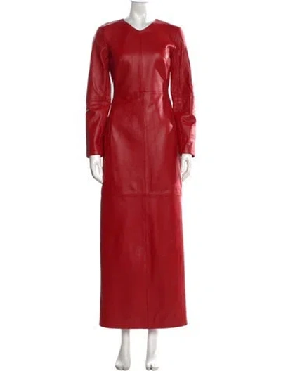 Pre-owned Rùadh Leather Long Dress In Red