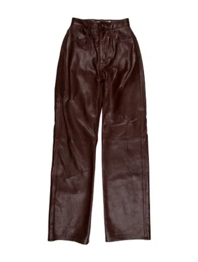 Pre-owned Rùadh Leather Straight Leg Pants In Brown