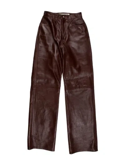 Pre-owned Rùadh Leather Straight Leg Pants In Brown