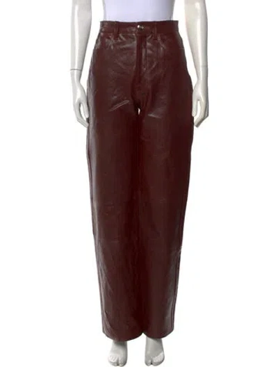 Pre-owned Rùadh Leather Wide Leg Pants In Brown