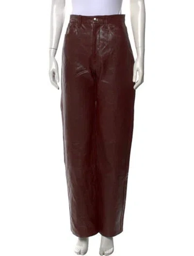 Pre-owned Rùadh Leather Wide Leg Pants In Brown