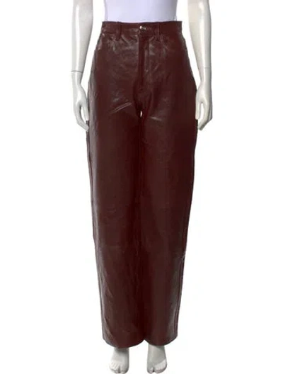 Pre-owned Rùadh Leather Wide Leg Pants In Brown