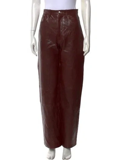 Pre-owned Rùadh Leather Wide Leg Pants In Brown