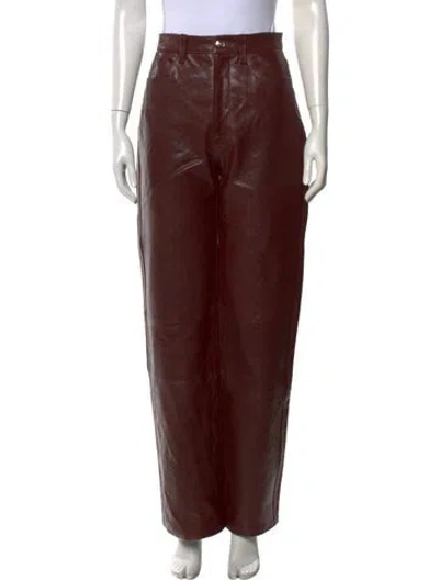 Pre-owned Rùadh Leather Wide Leg Pants In Brown