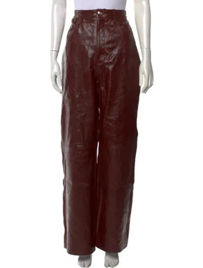 Pre-owned Rùadh Leather Wide Leg Pants W/ Tags In Brown