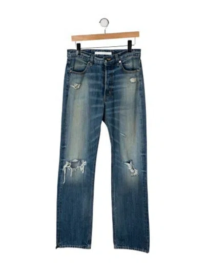 Pre-owned Rùadh Mid-rise Straight Leg Jeans In Blue