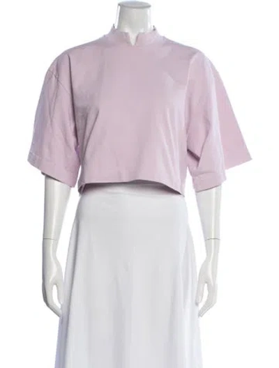 Pre-owned Rùadh Mock Neck Short Sleeve Crop Top In Pink