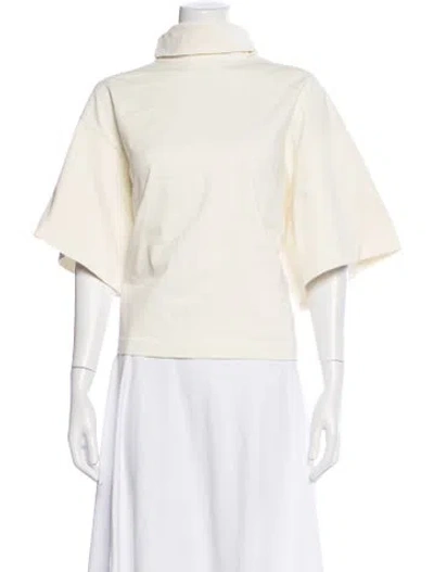 Pre-owned Rùadh Mock Neck Short Sleeve Top In Neutral