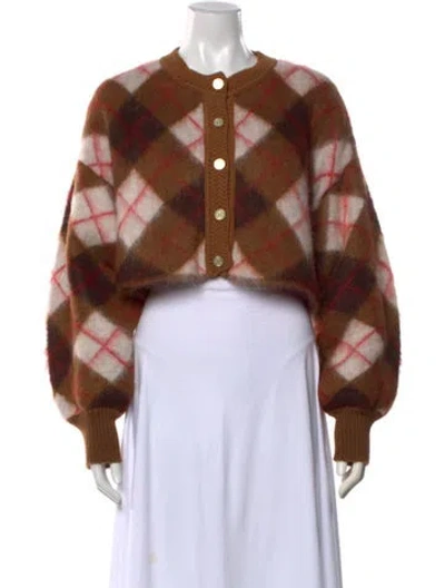 Pre-owned Rùadh Plaid Print Crew Neck Sweater W/ Tags In Brown
