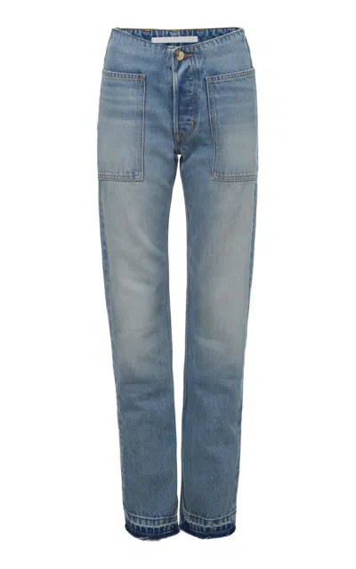 Rùadh The Bebe Rigid Mid-rise Wide-leg Jeans In Blue